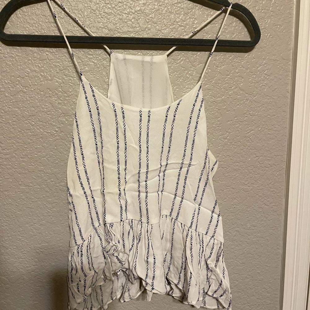 White and blue Aztec crop tank